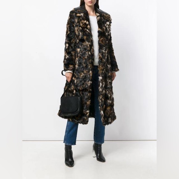 Helmut Lang Tortoise Jacquard Faux Fur Coat - Picture 6 of 11